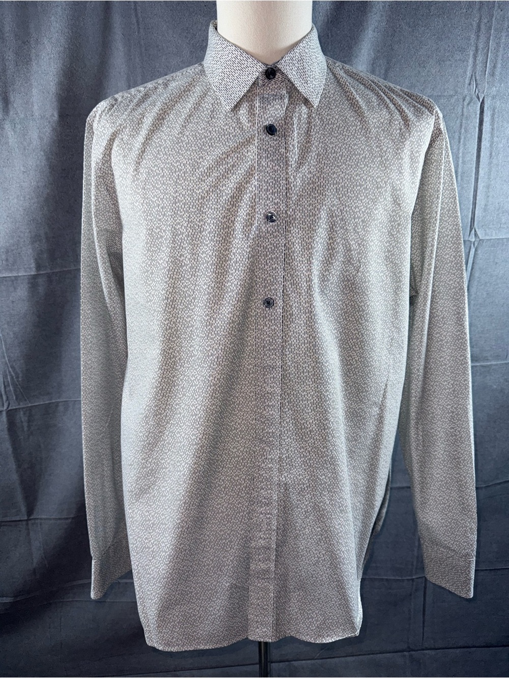 2941-Michael Kors Men's Long-Sleeve Micro Print Dress Shirt - Gray